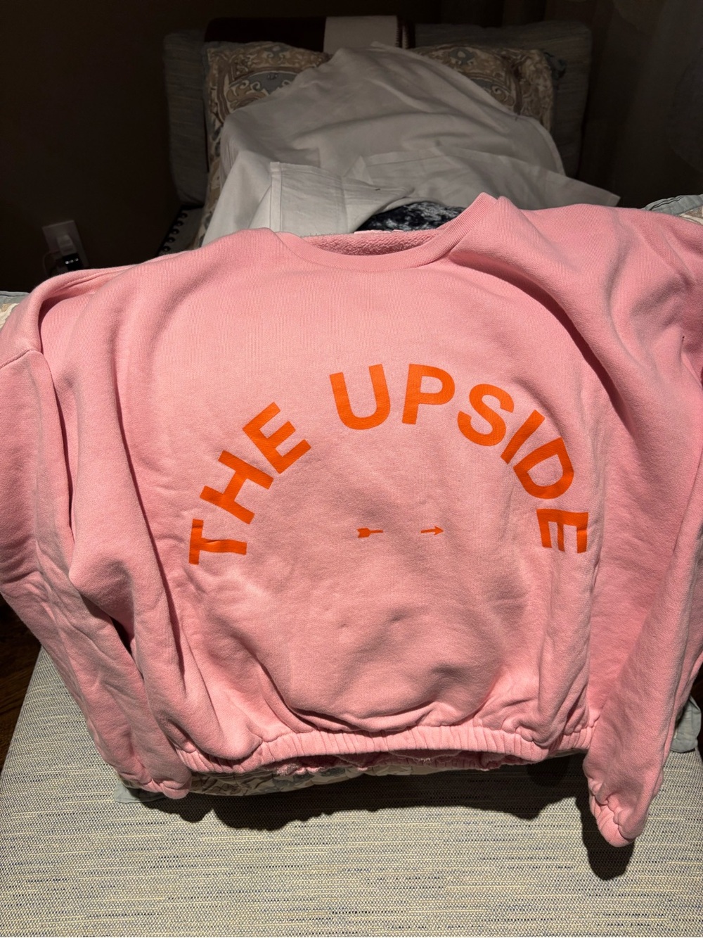 The Upside Pink Crewneck with Orange Arch Logo